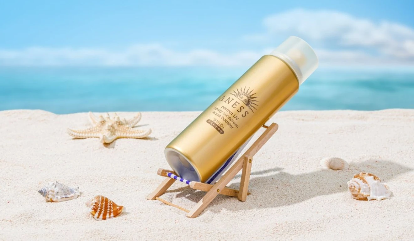 Sunscreen product on beach