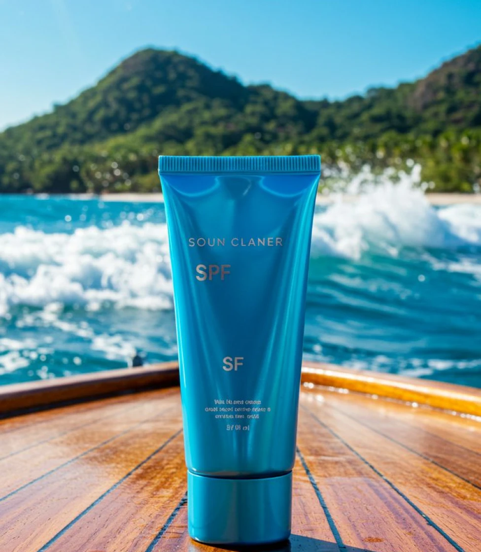 SkinAura Shield tube on wooden deck